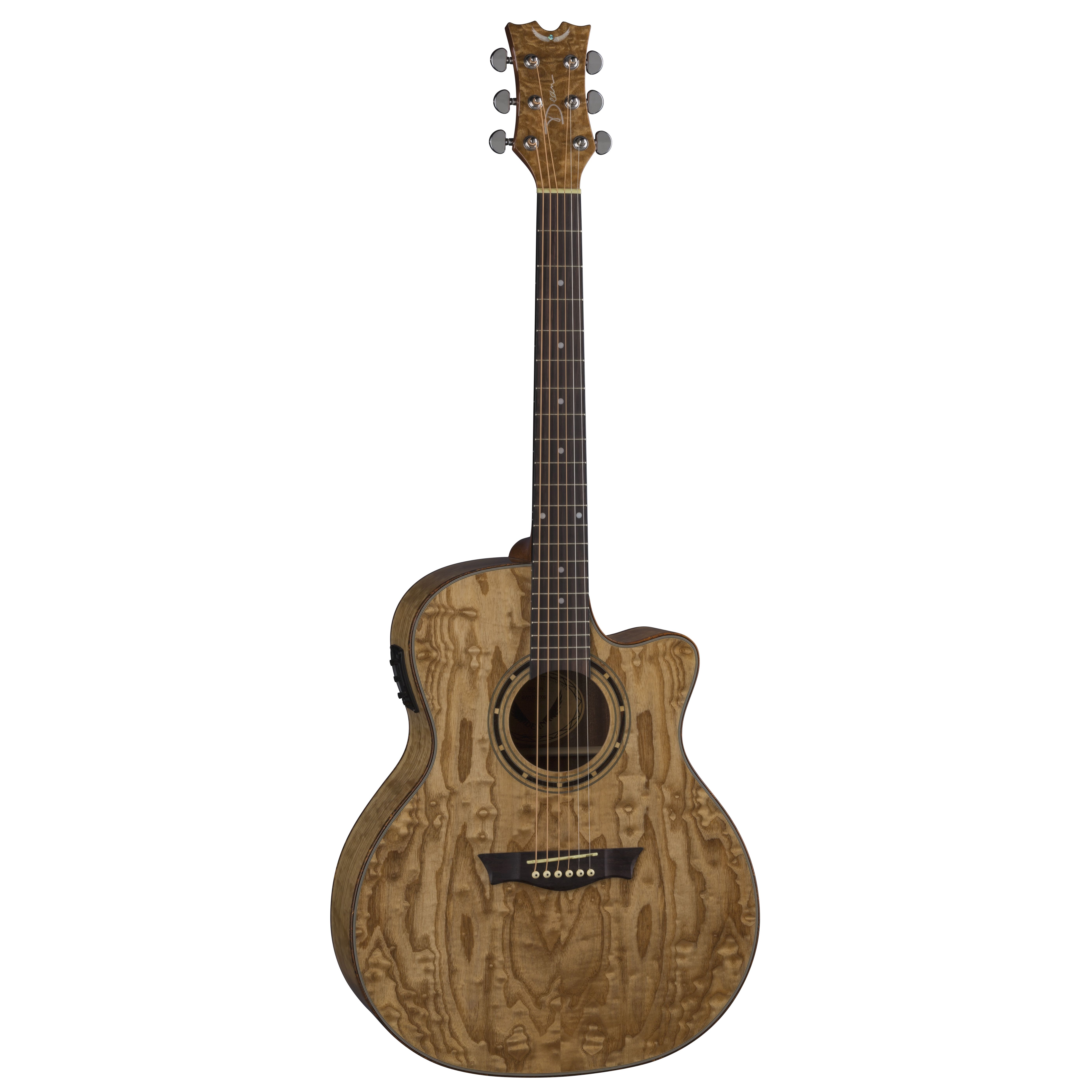Dean Exotica Quilt Ash Acoustic Electric Guitar Gloss Natural EQA GN