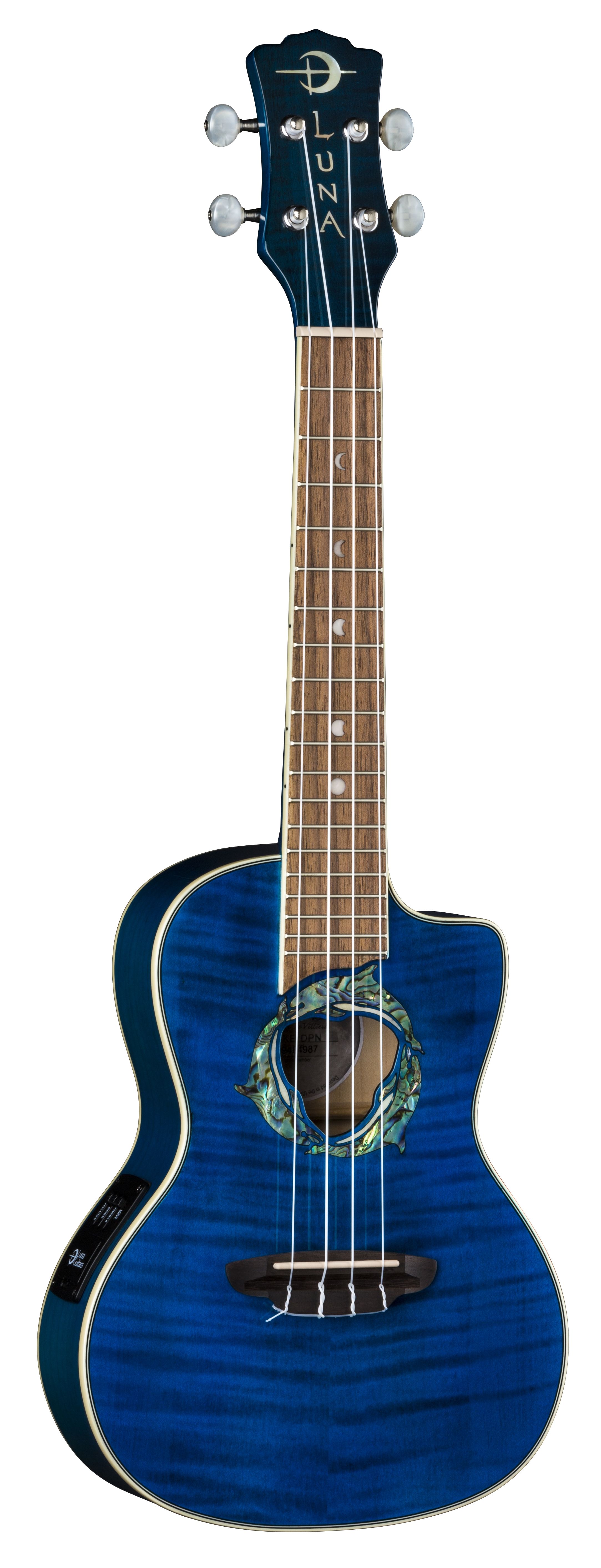 Luna Uke Dolphin Flame Top Concert w/Preamp UKE DPN