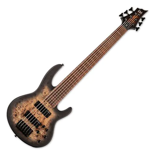 ESP LTD D-6 6 String Electric Bass Black Natural Burst Satin, LD6BPBLKNBS