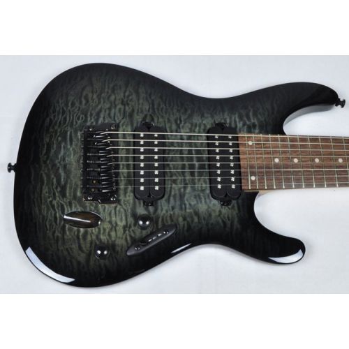 Ibanez S8QM-TGB S Series 8 String Electric Guitar in Transparent Gray Burst Finish