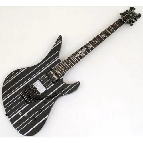 Schecter Synyster Custom-S Guitar Gloss Black Silver Pin Stripes B-Stock 0553, 1741