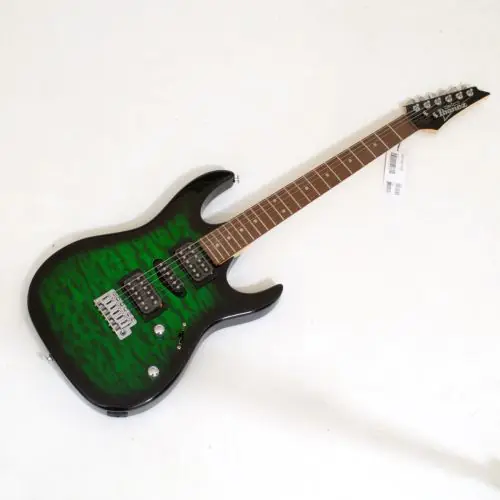 Ibanez GRX70QA Electric Guitar in Transparent Emerald Burst, GRX70QATEB