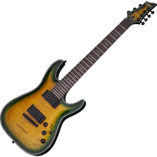 Schecter Hellraiser C-7 Passive Electric Guitar in Dragon Burst Finish, 1951