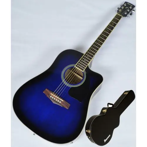 Ibanez PF15ECEWC-TBS PF Series Acoustic Guitar in Transparent Blue Sunburst High Gloss Finish SA150300754, PF15ECEWCTBS.B 0754