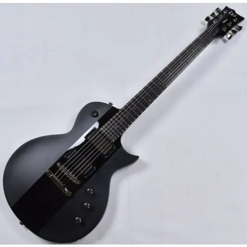 ESP LTD Deluxe EC-1000 Electric Guitar in Satin Black with Gloss Stripe, EC-1000 Black Stripe