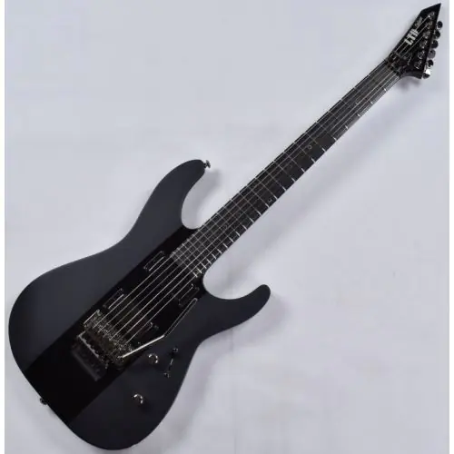 ESP LTD Deluxe M-1000 Electric Guitar in Satin Black with Gloss Stripe, M-1000 Black Stripe