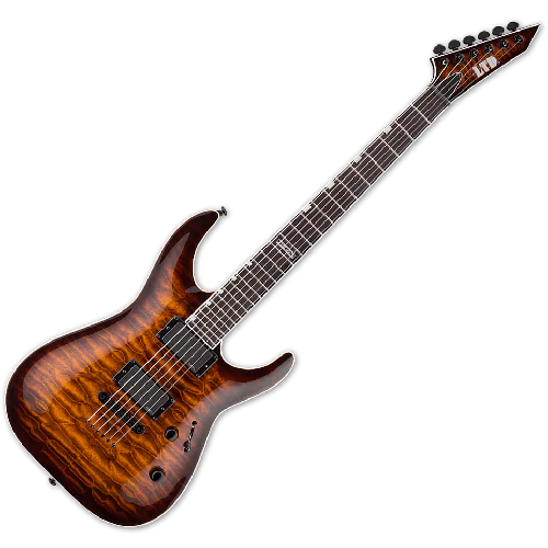 ESP LTD MH-401NT QM Electric Guitar in Dark Brown Sunburst, MH-401NT QM DBSB