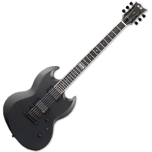 ESP E-II Viper Baritone Electric Guitar in Charcoal Metallic Satin, E-II Viper Baritone