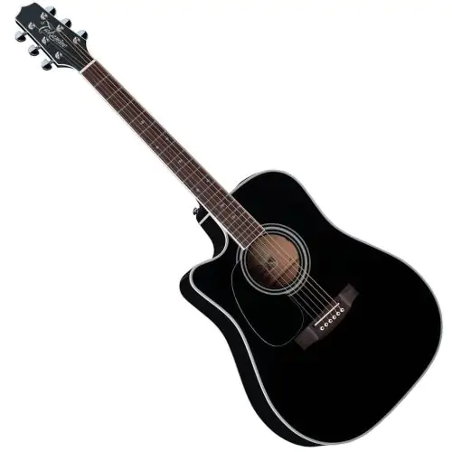 Takamine EF341SC Left Handed Acoustic Guitar in Gloss Black Finish, TAKEF341SCLH
