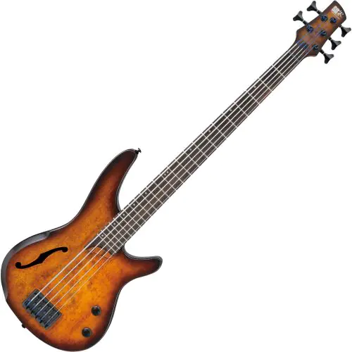 Ibanez SR Bass Workshop SRH505 5 String Semi-Hollow Electric Bass Dragon Eye Burst Flat, SRH505DEF