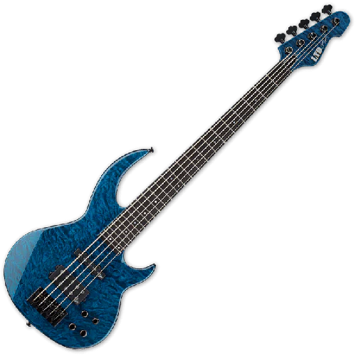 ESP LTD BB-1005 QM Bunny Brunel Electric Bass in Black Aqua, BB-1005QM BLKAQ