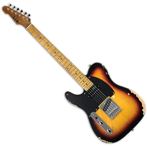 ESP LTD TE-254 Left-Handed Electric Guitar Distressed 3-Tone Burst, LTE254D3TBLH