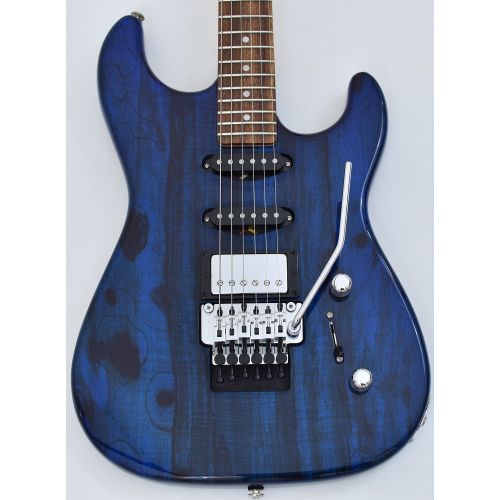 G&L USA Invader Spalted Alder Top Electric Guitar in Clear Blue. Brand New!