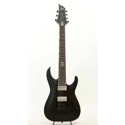 ESP LTD AJ-7 Andy James Signature Black Satin 7-String Electric Guitar, LAJ7BLKS
