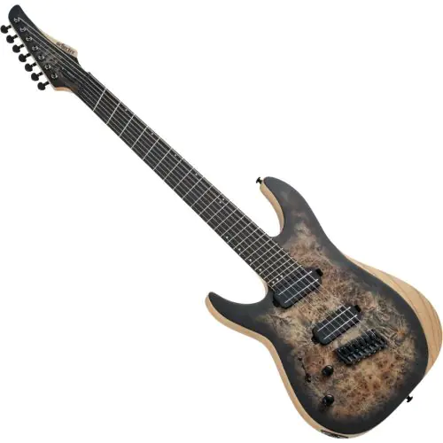 Schecter Reaper-7 Multiscale Left Handed Electric Guitar in Satin Charcoal Burst, 1515