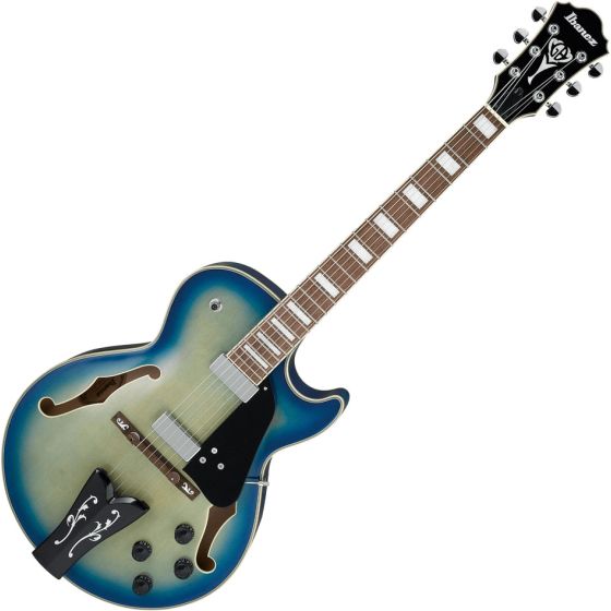 Ibanez George Benson GB10EM Signature Hollow Body Electric Guitar Jet Blue Burst, GB10EMJBB