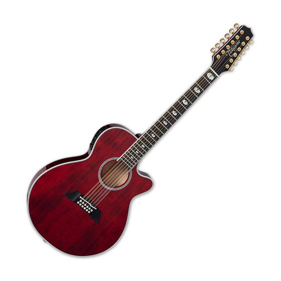Takamine TSP158C-12 STR 12 String Acoustic Electric Guitar See Thru Red Gloss, TAKTSP158C12STR