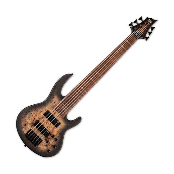 ESP LTD D-6 6 String Electric Bass Black Natural Burst Satin, LD6BPBLKNBS