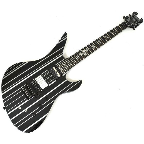 Schecter Synyster Custom-S Electric Guitar Gloss Black Silver Pin Stripes B-Stock 0205, SCHECTER1741