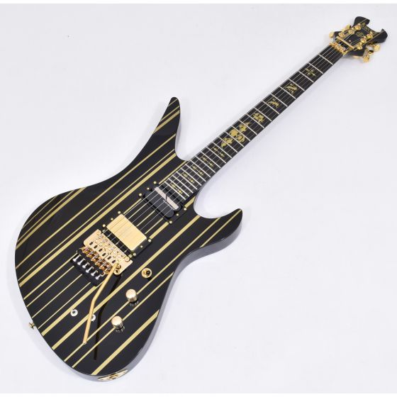 Schecter Synyster Custom-S Electric Guitar Gloss Black Gold Pin Stripes B-Stock 1380, SCHECTER1742.B 1380