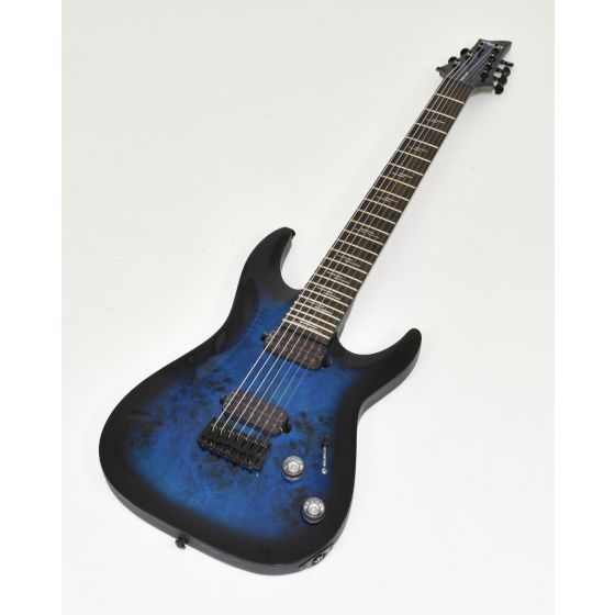 Schecter Omen Elite-7 Guitar See-Thru Blue Burst B-Stock 2493, 2458