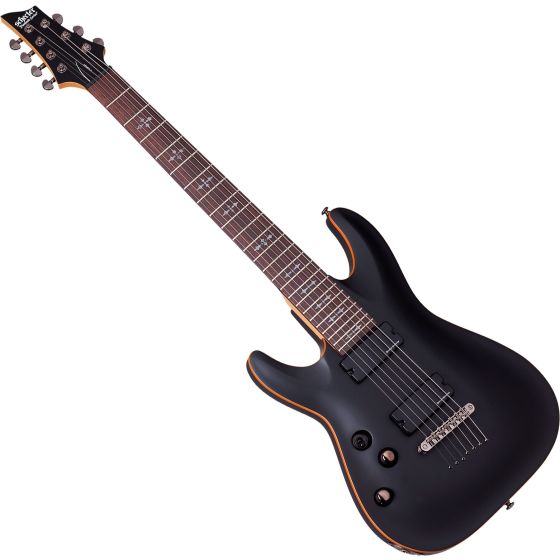 Schecter Demon-7 Left-Handed Electric Guitar in Satin Black Finish, 3483