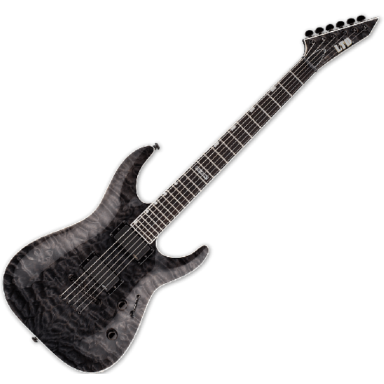 ESP LTD MH-401NT QM Electric Guitar in See Thru Black, MH-401NT QM STBLK
