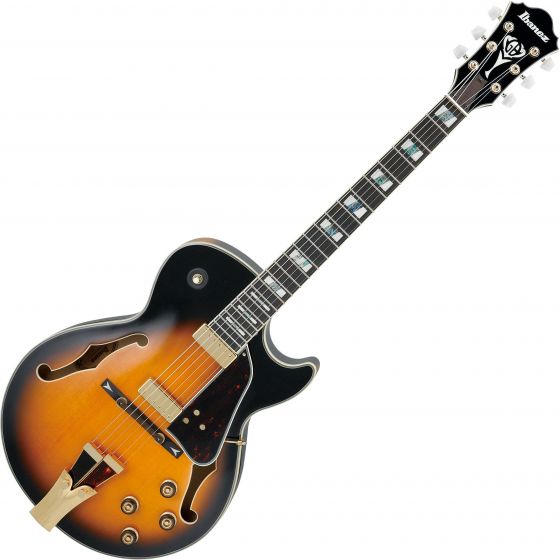 Ibanez Signature George Benson GB10SE Hollow Body Electric Guitar in Brown Sunburst with Case, GB10SEBS