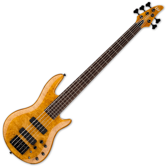 ESP LTD H-1005SE Burled Maple 5 String Electric Bass Honey Natural, LH1005SEBMHN