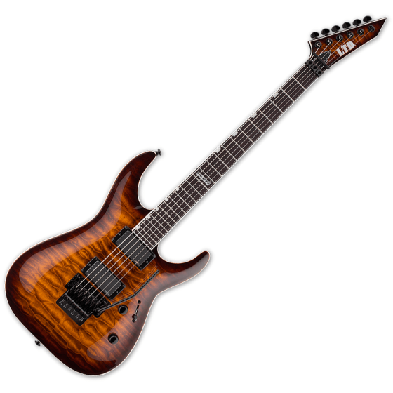 ESP LTD MH-401FR Quilted Maple Electric Guitar Dark Brown Sunburst, LMH401FRQMDBSB