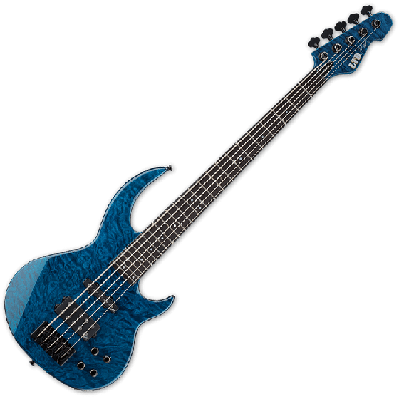 ESP LTD BB-1005 QM Bunny Brunel Electric Bass in Black Aqua, BB-1005QM BLKAQ