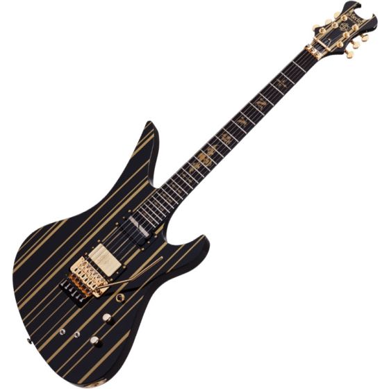 Schecter Signature Synsyter Custom-S Electric Guitar Gloss Black w/ Gold Stripes, SCHECTER1742