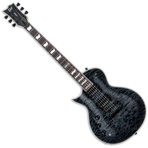 ESP LTD EC-1000 Piezo Quilted Maple Left-Handed Electric Guitar See Thru Black, LEC1000PIEZOQMSTBLKLH