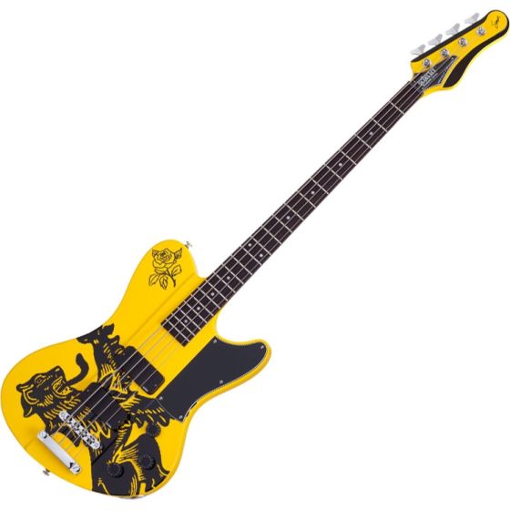 Schecter Simon Gallup Signature Ultra Spitfire Electric Bass Gloss Yellow, SCHECTER2264