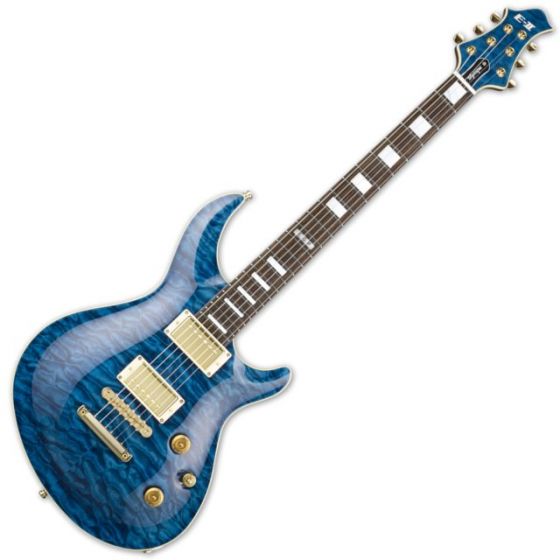 ESP E-II Mystique QM/NT Marine Blue Electric Guitar, EIIMYSTQMNTMB