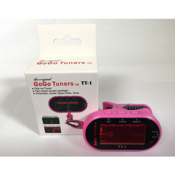 GoGo Tuners Pink TT-1 Chromatic Guitar, Bass, Violin, Viola Tuner, TT-1Pink