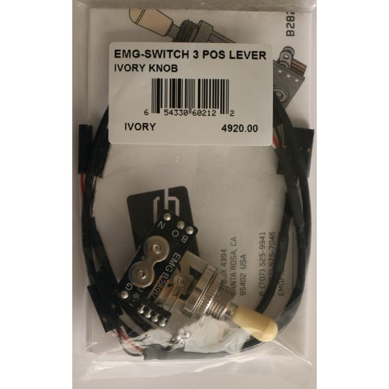EMG Solderless Toggle Switch with Cables 3 Position Lever Ivory Knob B289, 4920.00