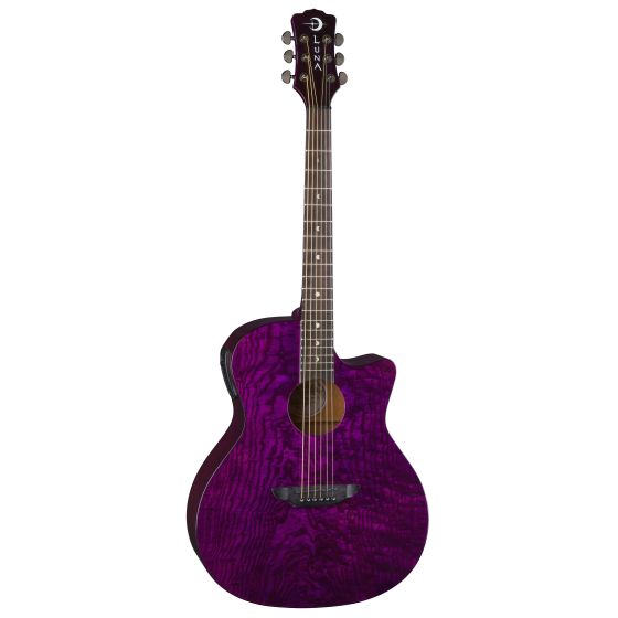 Luna Gypsy Quilt Ash Acoustic Electric Trans Purple GYP E QA TPP, GYP E QA TPP