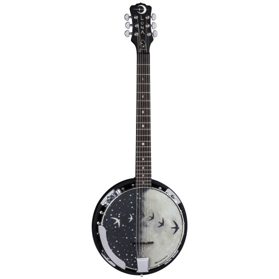 Luna Moonbird Black Banjo 6-String w/Pickup BGB MOON 6E, BGB MOON 6E