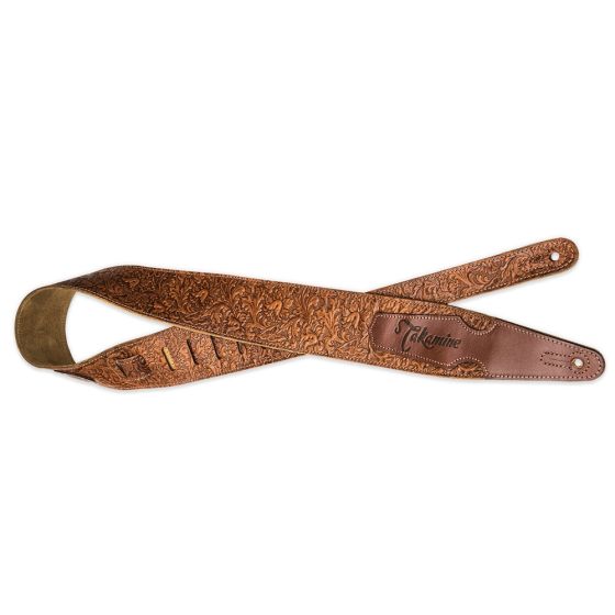 Takamine Tooled Leather Guitar Strap, Tooled Leather Strap