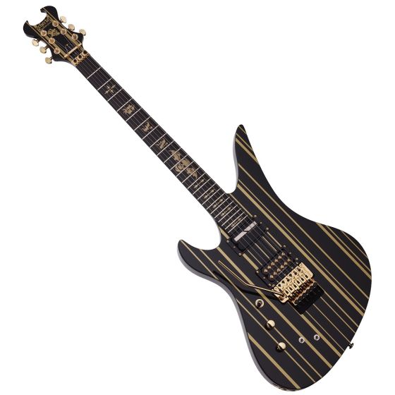 Schecter Synsyter Custom-S Left Hand Guitar Gloss Black Gold Stripes, 1745