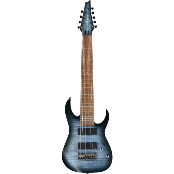 Ibanez RGIR9FME FDF RG Iron Label 9 String 28" scale Faded Denim Burst Flat Electric Guitar, RGIR9FMEFDF