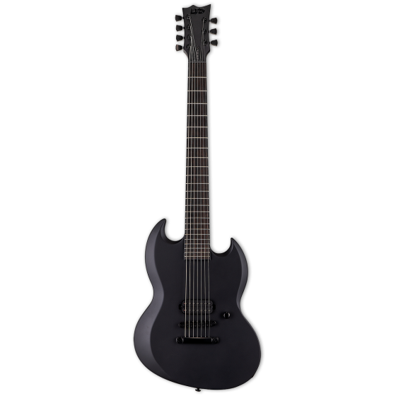 ESP LTD VIPER-7 Baritone Black Metal Black Satin Electric Guitar, LVIPER7BBKMBLKS