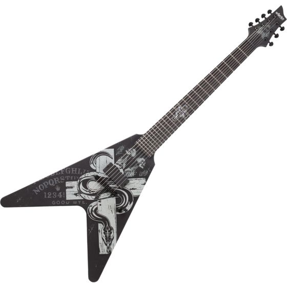 Schecter V-7 Chris Howorth Snake Cross Electric Guitar in Satin Black, 334