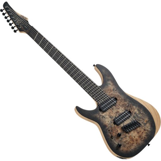 Schecter Reaper-7 Multiscale Left Handed Electric Guitar in Satin Charcoal Burst, 1515