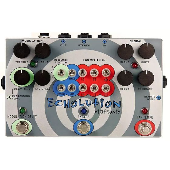 Pigtronix PHI Echolution Tap Tempo Analog Delay with Modulation Guitar Pedal, PHI