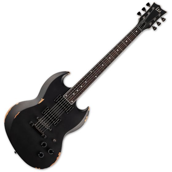 ESP LTD Lars Frederiksen Signature Volsung Electric Guitar Distressed Black Satin, LVOLSUNGDBLKSE