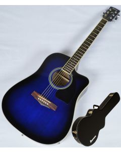 Ibanez PF15ECEWC-TBS PF Series Acoustic Guitar in Transparent Blue Sunburst High Gloss Finish SA150300754, PF15ECEWCTBS.B 0754