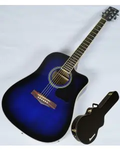 Ibanez PF15ECEWC-TBS PF Series Acoustic Guitar in Transparent Blue Sunburst High Gloss Finish SA150300754, PF15ECEWCTBS.B 0754