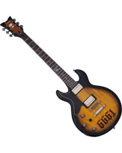 Schecter Zacky Vengeance ZV 6661 Left-Handed Electric Guitar in Aged Natural Satin Black Burst Finish, 310